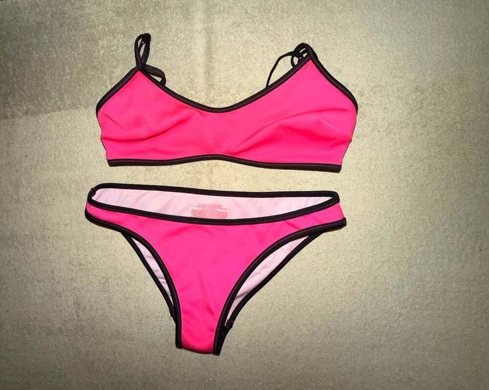 Victoria’s Secret Neon Pink & Black Contrast Bikini Set